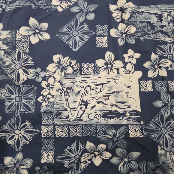 Pierre Cardin Floral Blue Vacation Button-Up Shirt - Picture 5 of 8